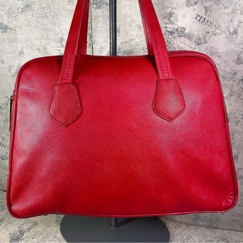 Valerie Stevens Red Leather Satchel Bag Top Handle Shoulder Purse Classic Bags